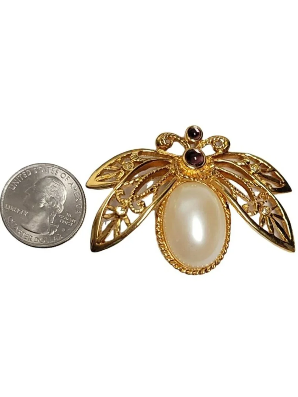 Avon Vintage Gold Tone Faux Pearl 